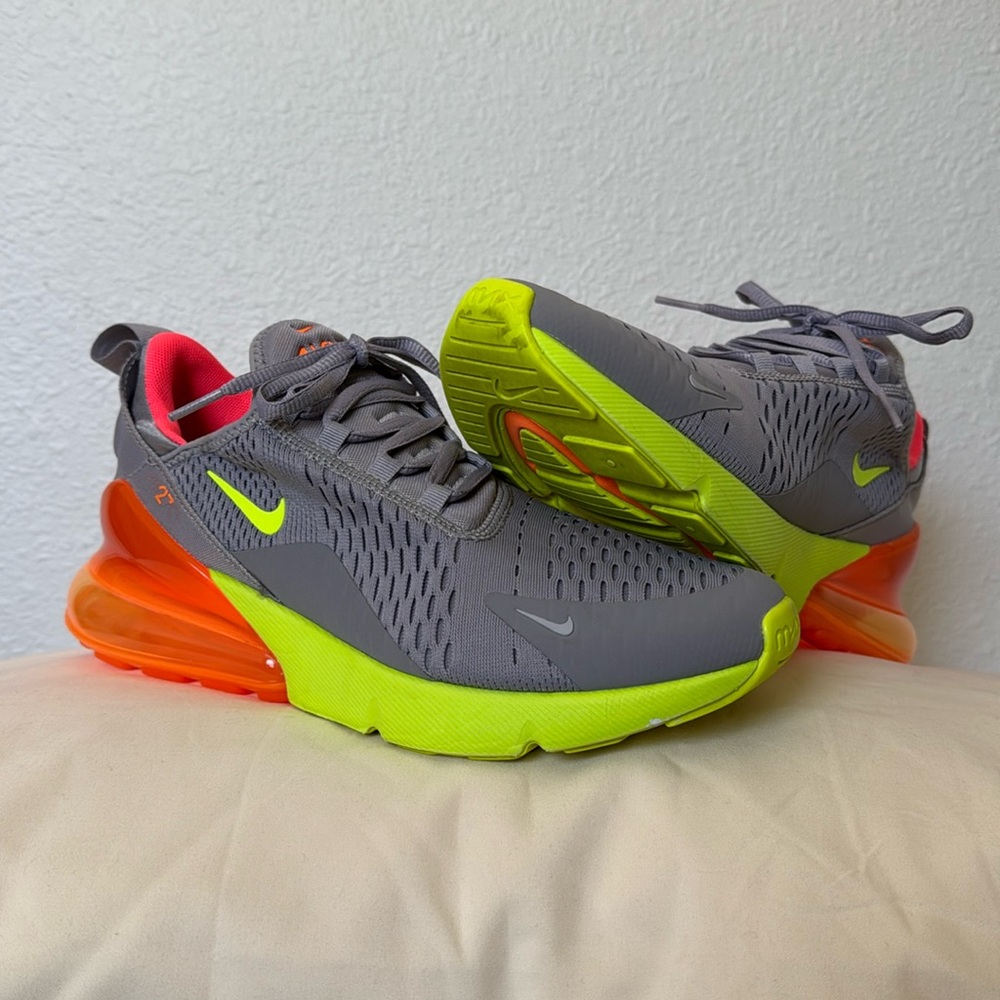 Nike Air Max 270 Gray and Neon Sneakers - Picture 2 of 8